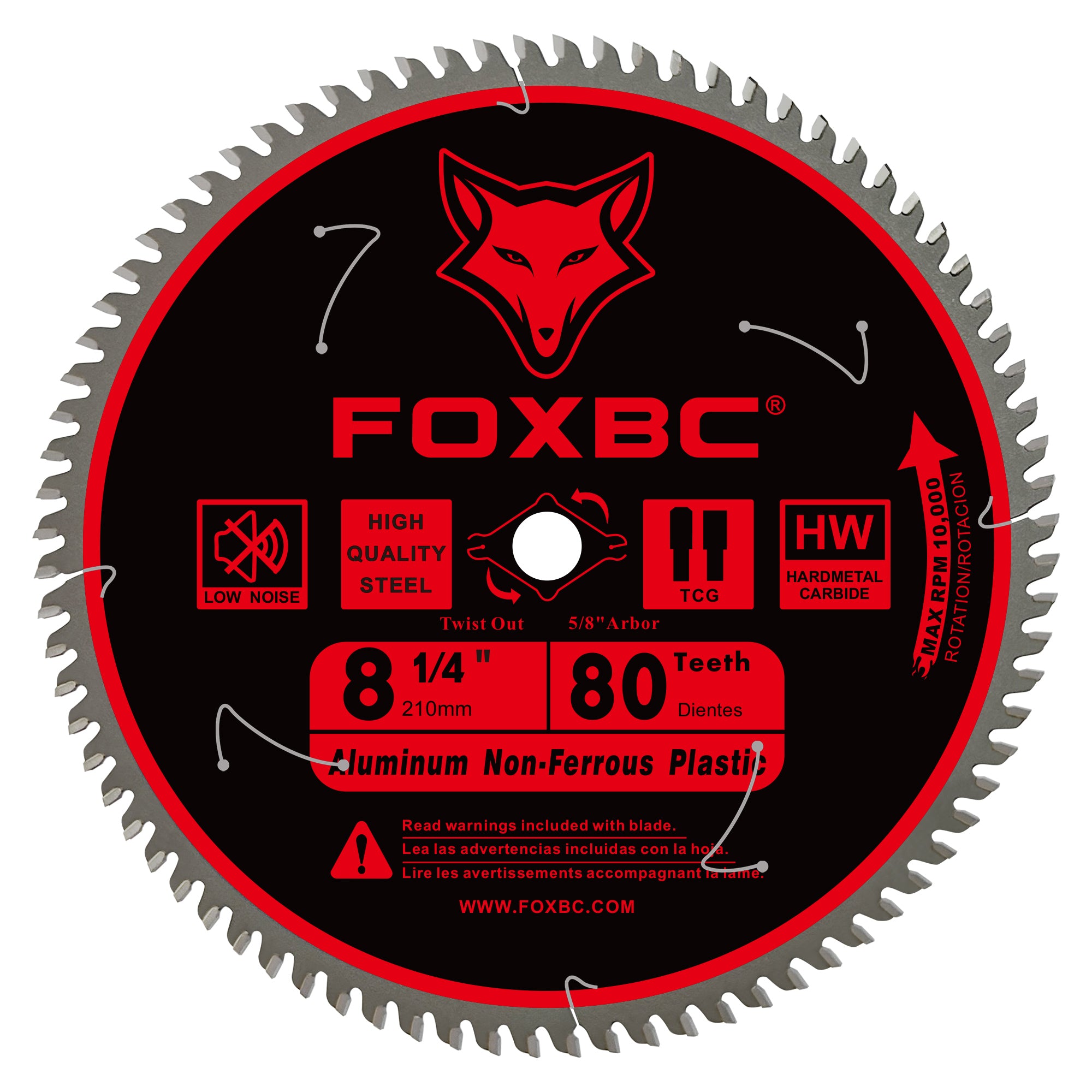 FOXBC 8-1/4 Inch Table Saw Blade 80-Tooth for Aluminum