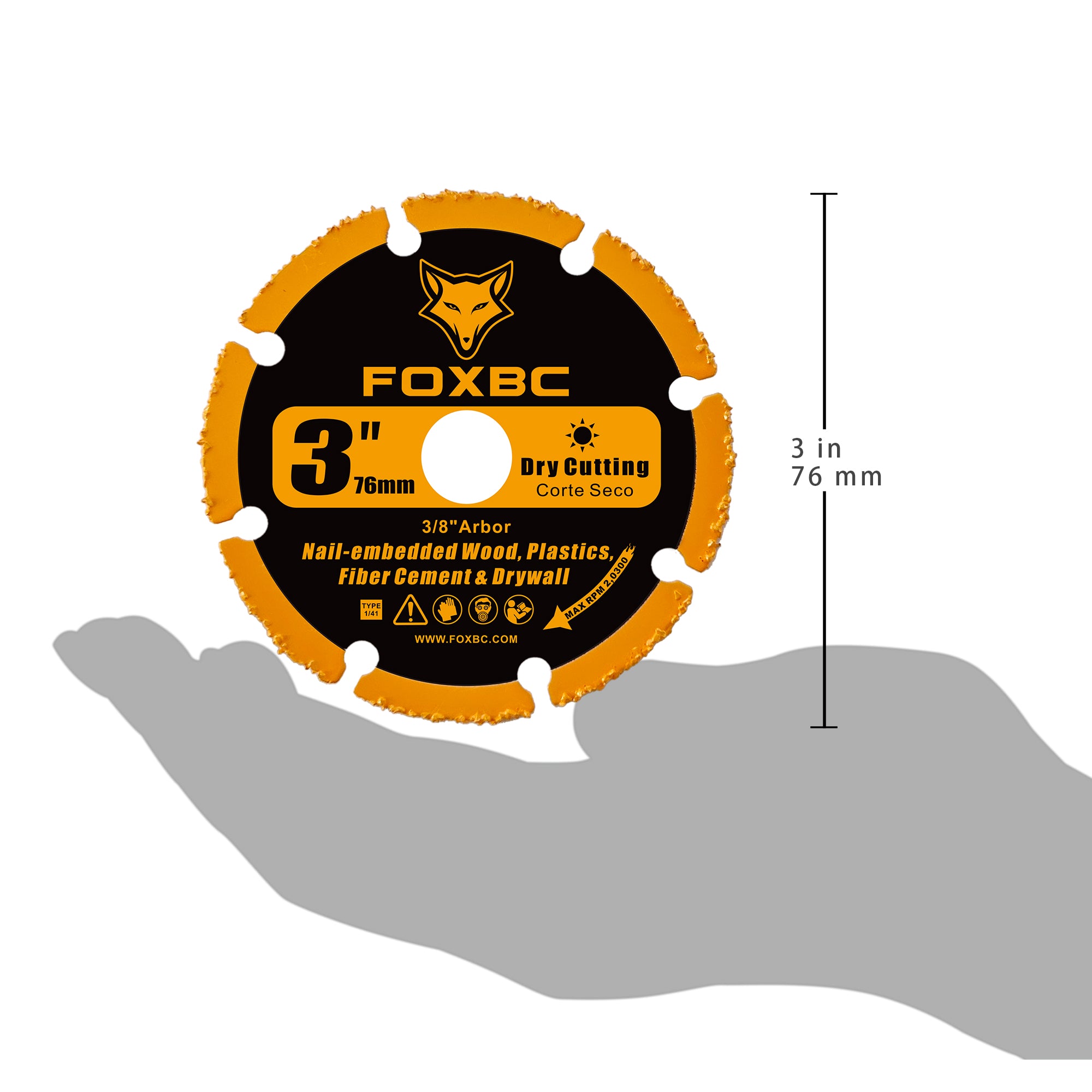 FOXBC 3 Inch Cut Off Wheels, Carbide Grit Cut-Off Disc for woods, plastics, fiber cement or drywall - 3 Pack