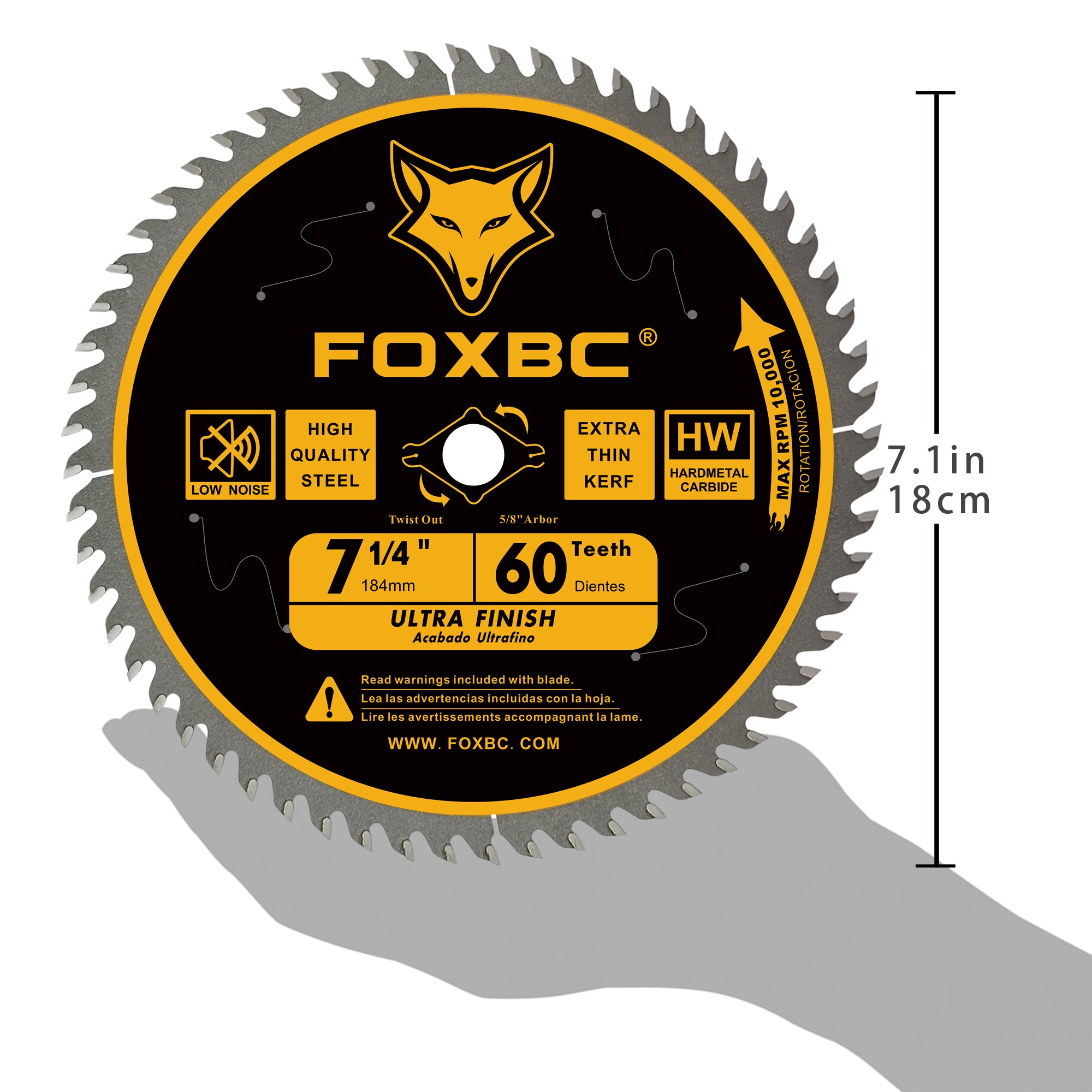 FOXBC Hoja de sierra circular de 7-1/4" de repuesto de 60 dientes para Freud Diablo D0760A D0760X, DeWalt DWA171460