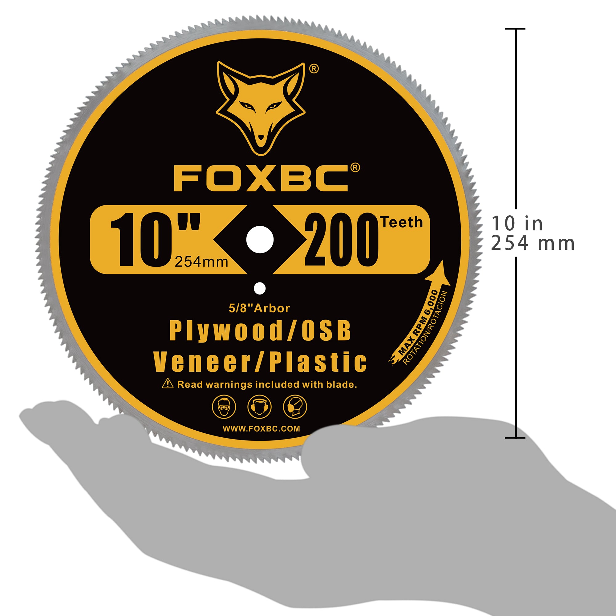 FOXBC 10 inch 200-Tooth Contractor Saw Blade for Plywood, OSB, Veneer, Plastic, Vinyl Siding with 5/8" Arbor - 3 Pack