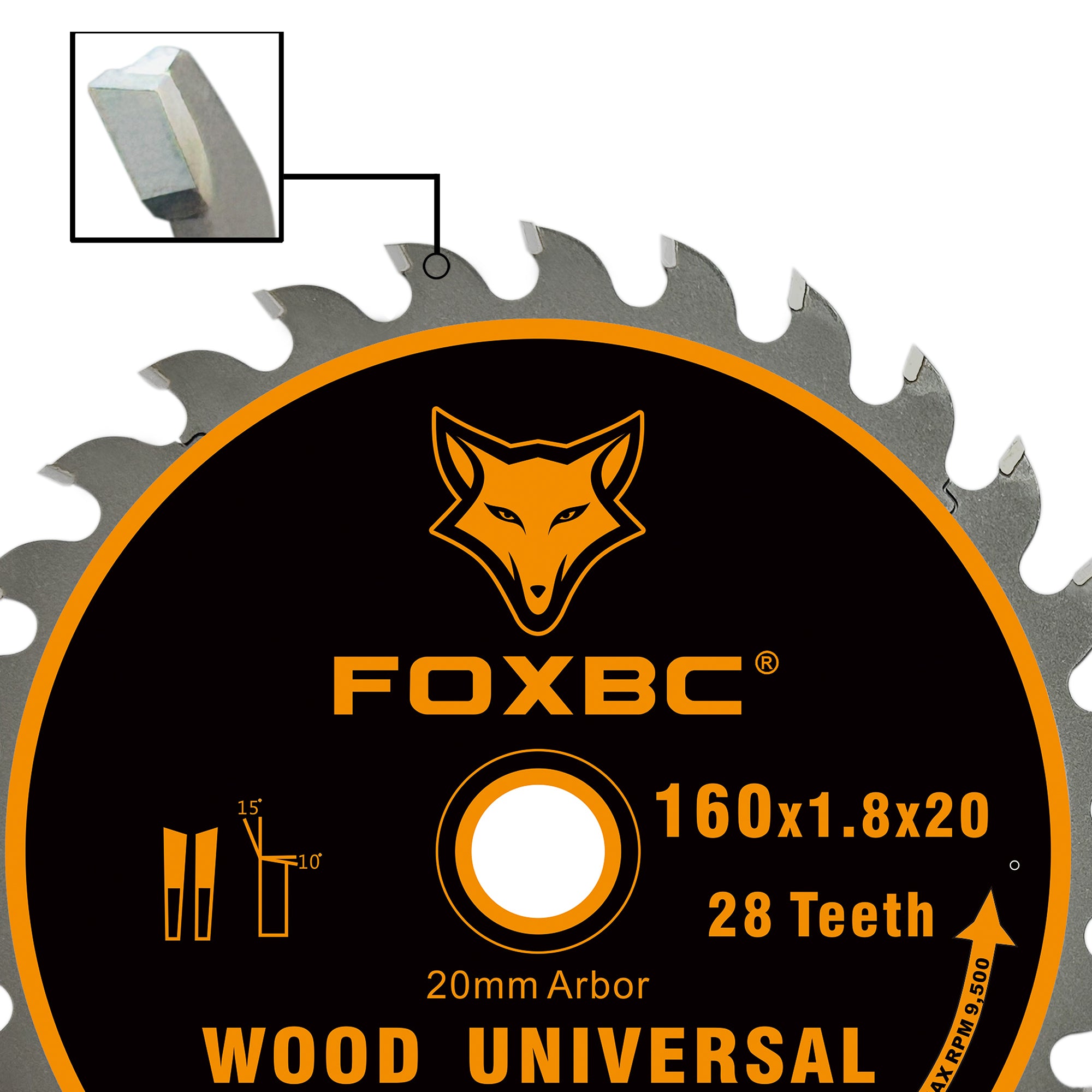 FOXBC 205560 Hoja sierras de cadena 28 dientes 160x1,8x20mm para Festool TS 55 F, TSC 55 K, HK 55 y HKC 55, Madera Universal