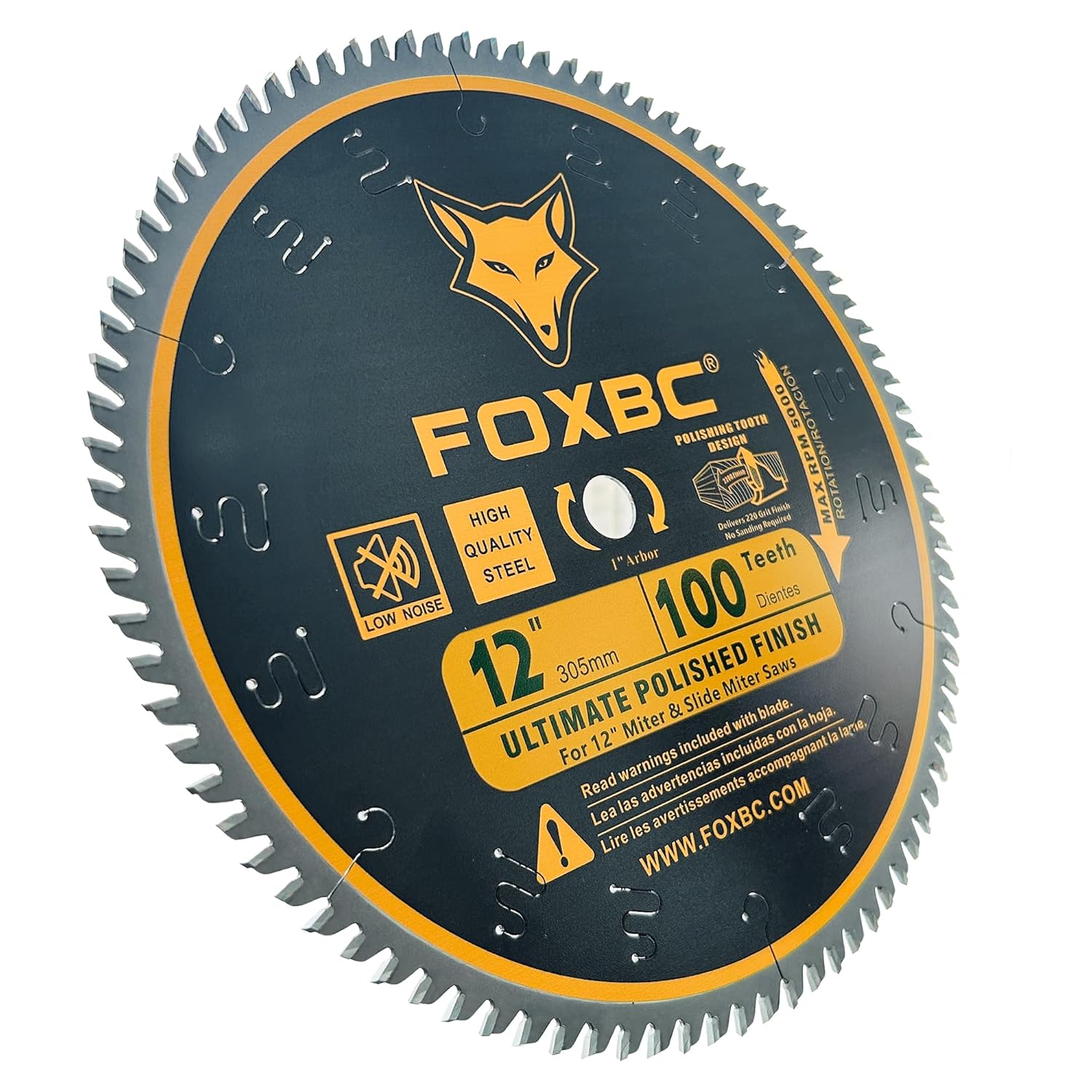 FOXBC 12 Inch Saw Blade 100 Teeth Ultimate Polished Finish Saw Blade for Wood with 1 Inch Arbor