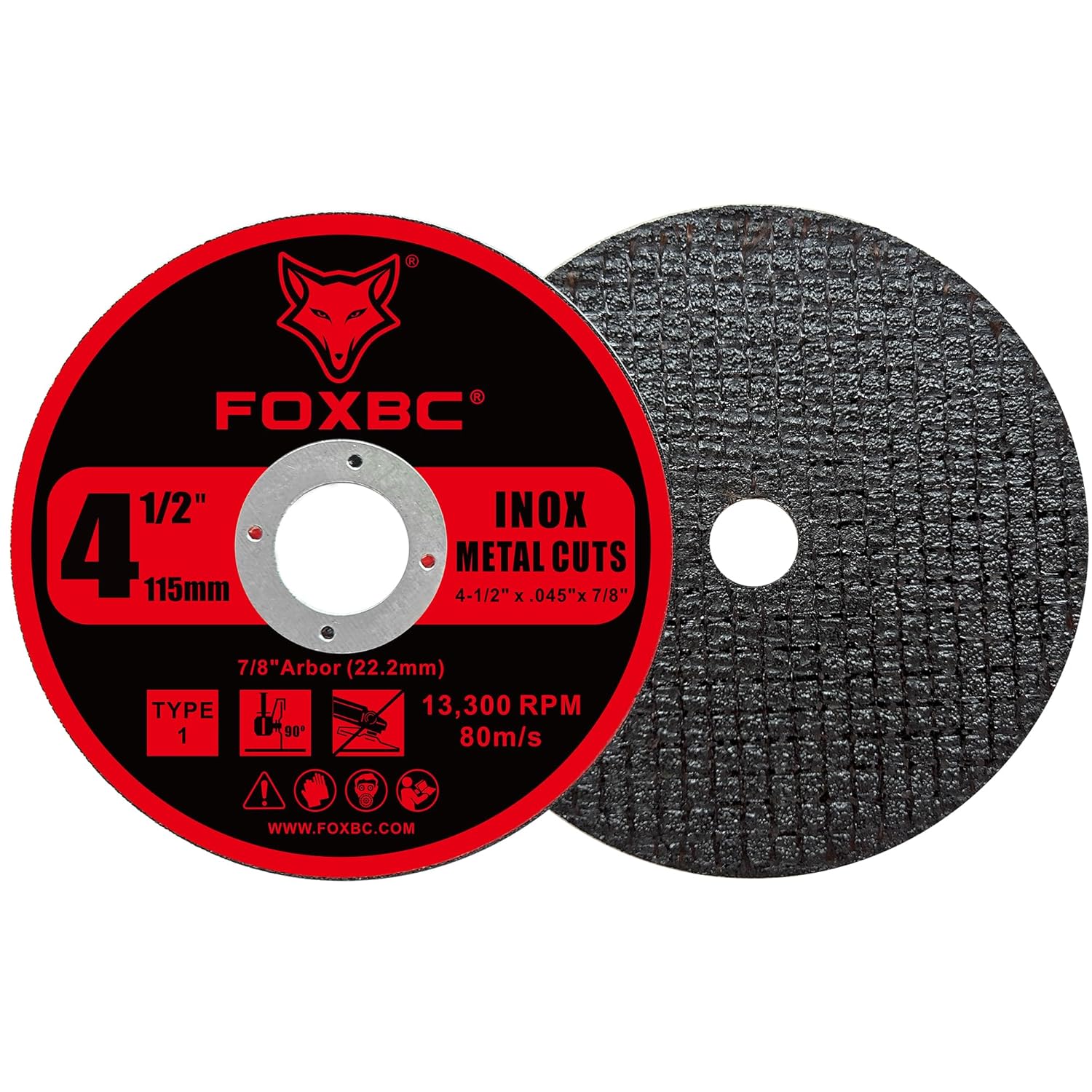 FOXBC 4-1/2 Inch Cut Off Wheel Discs for Angle Grinder, Cutting for Metal & Stainless Steel, 4-1/2" x .045" x 7/8" - 50 Pack