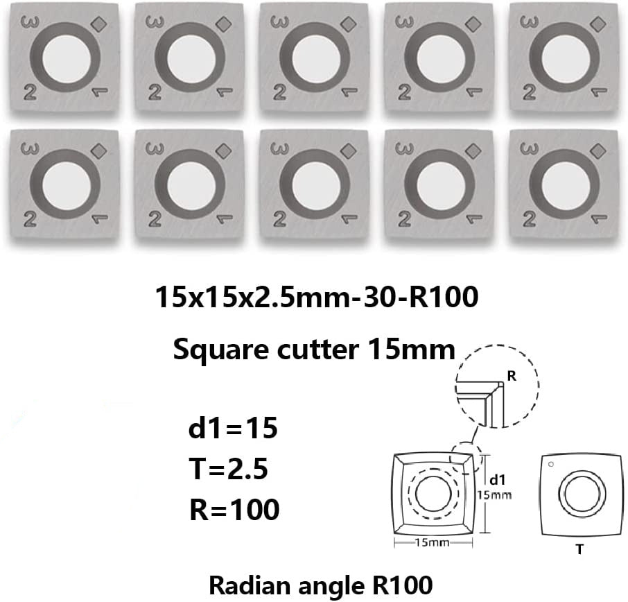 FOXBC Insertos de carburo de 0.591 in 4"R indexables para todos los cabezales de corte cepilladores Byrd Shelix, repuesto para Byrd KN400, paquete de 10