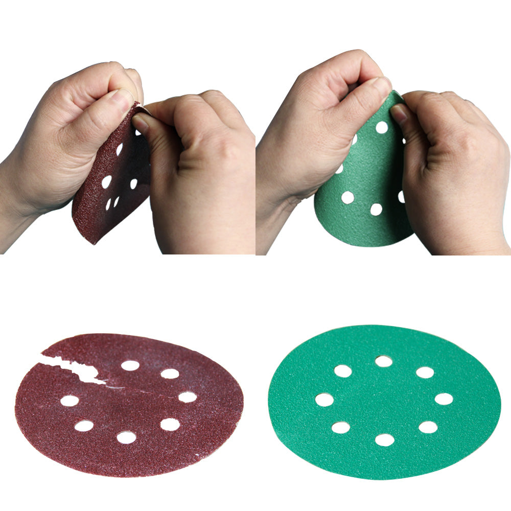 25 discos de lija de película de papel de lija de 5 "y 125mm, gancho y bucle húmedo y seco con granos 60 ~ 400, antiobstrucción