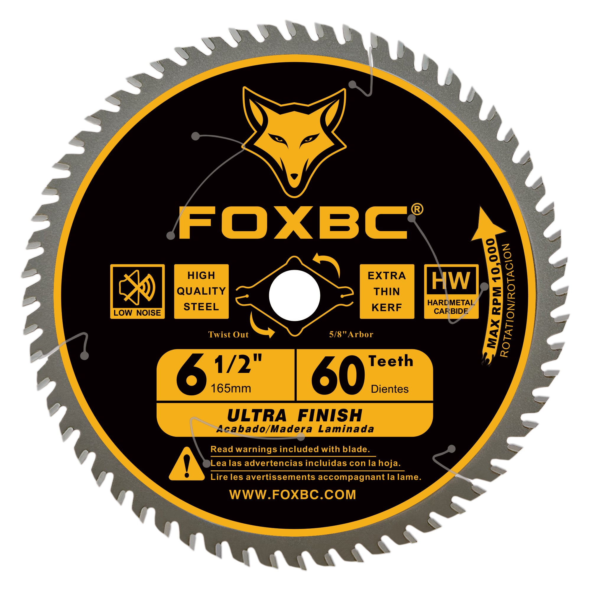 6 Inch Blade FOXBC 6-1/2 inch Circular Saw Blade Ultra Fine Finish 60-Tooth for Woo