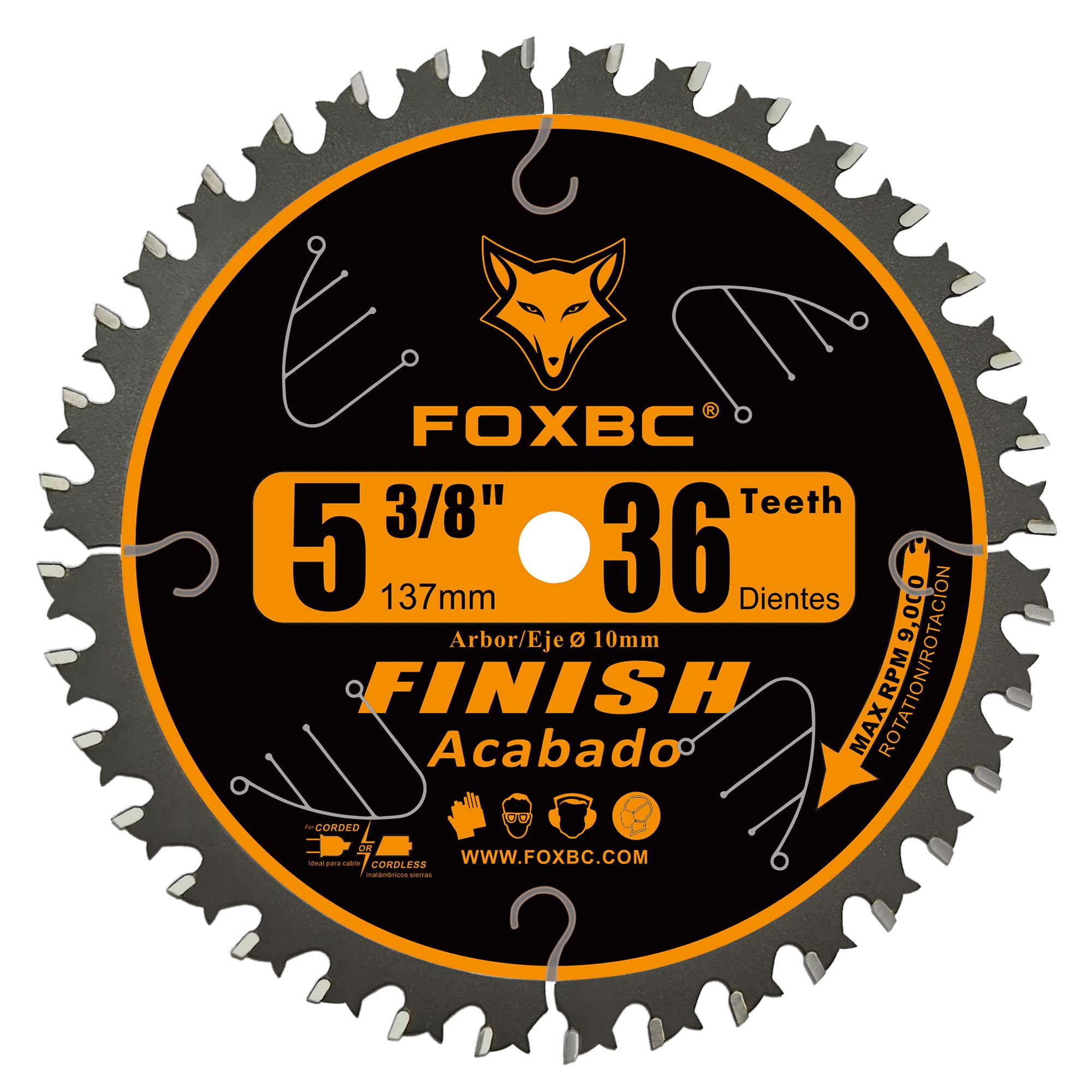 FOXBC 5-3/8 Inch Carbide Circular Saw Blade 36 Tooth Trim Finish Wood