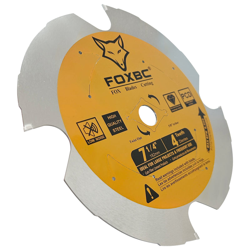 FOXBC 7-1/4 inch 4 Tooth Polycrystalline Diamond (PCD) Hardie Fiber Cement Saw Blade, 5/8 Arbor