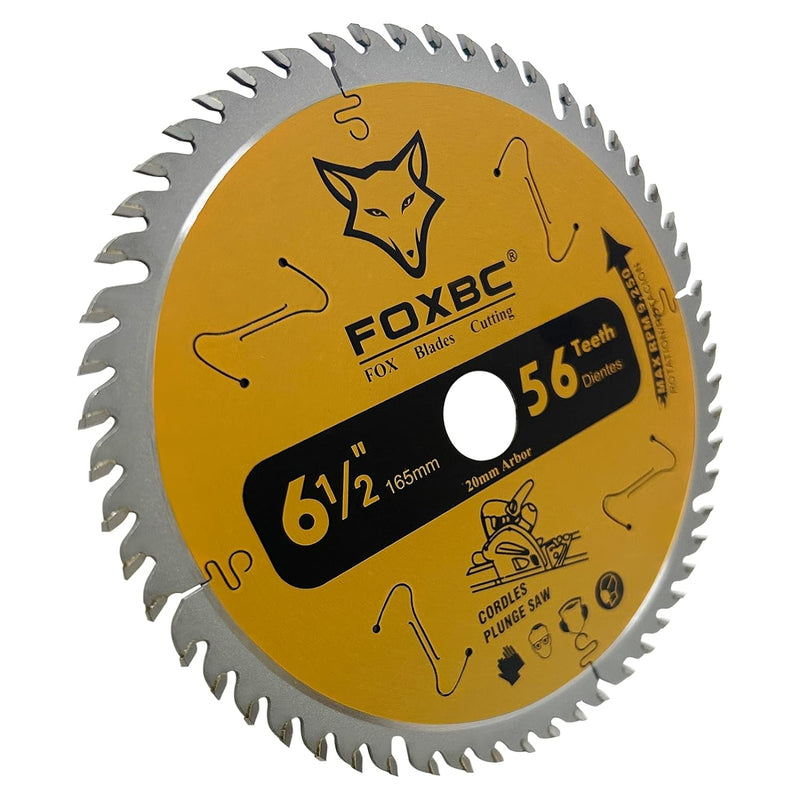 FOXBC Hoja de sierra de pista con punta de carburo 56T de 6-1/2" para sierra circular de inmersión Makita B-07353, Wen CT1065, repuesto para Makita B-57342, hoja de sierra Wen BL655