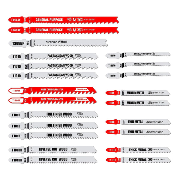 FOXBC Jigsaw Blades T-Shank Set for Wood & Metal, Replacement for Diablo DJT20S - 22 Pack