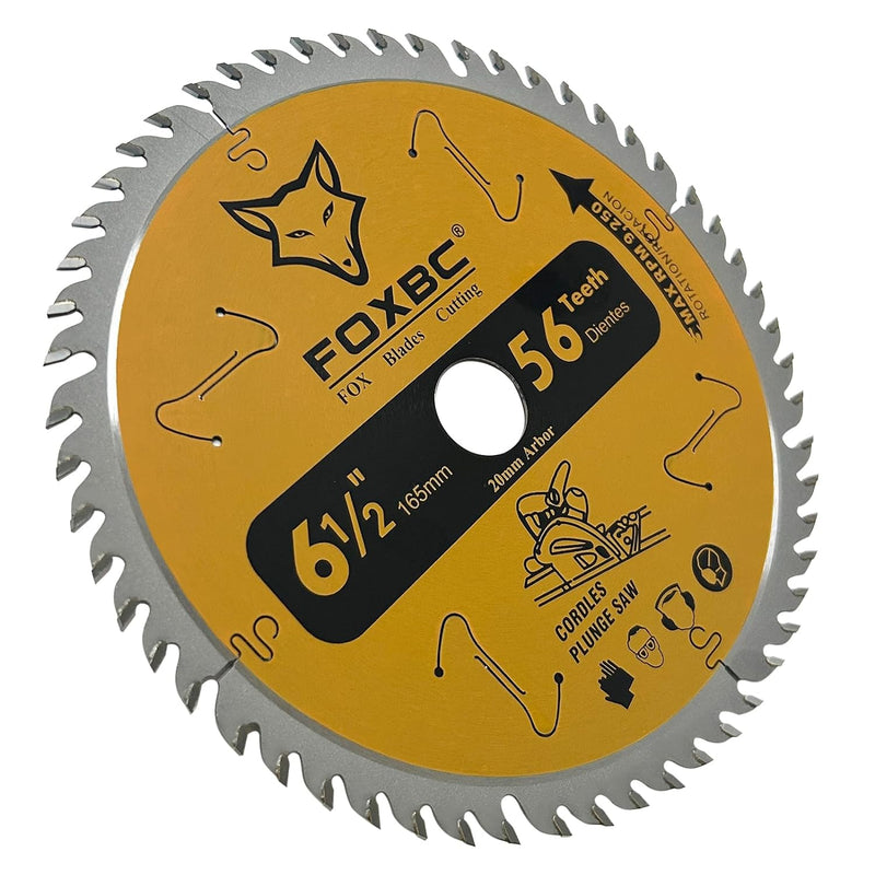 FOXBC Hoja de sierra de pista con punta de carburo 56T de 6-1/2" para sierra circular de inmersión Makita B-07353, Wen CT1065, repuesto para Makita B-57342, hoja de sierra Wen BL655