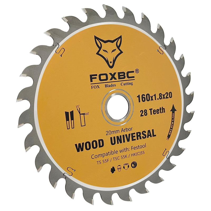FOXBC 205560 Track Saws Blade 28 Tooth Wood Universal for Festool TS 55 F, TSC 55 K, HK 55 and HKC 55