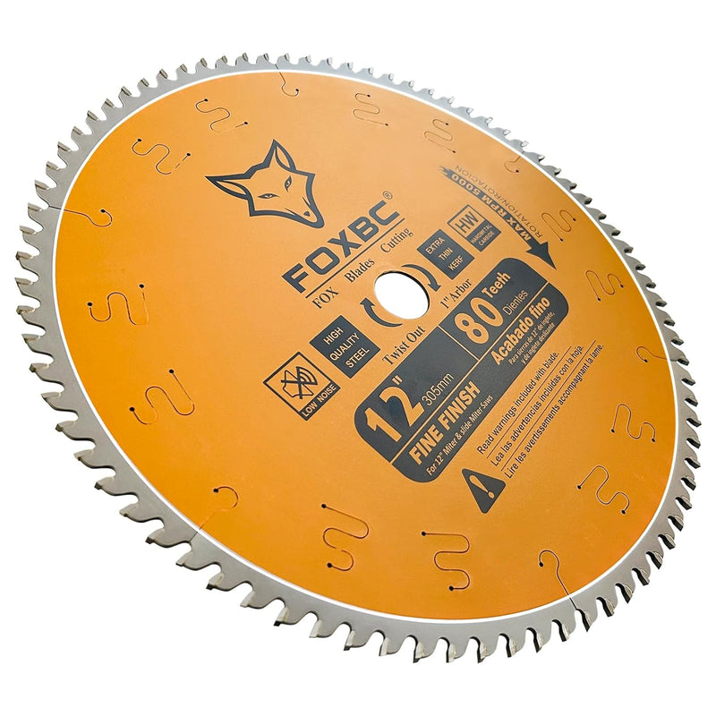 FOXBC 12-Inch Miter Saw Blade, Crosscutting, Tungsten Carbide, 80-Tooth