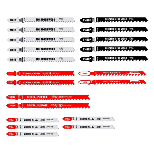 FOXBC Jig Saw Blade Set T-Shank for Multiple, Replacement for Bosch TC21HC - 21 Pack