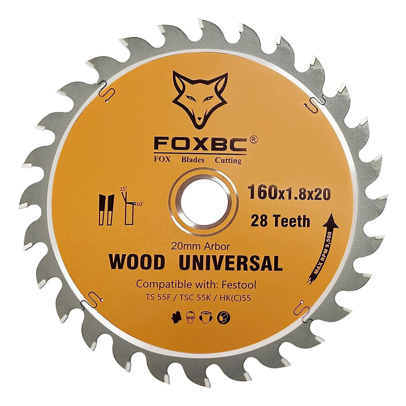 FOXBC 205560 Track Saws Blade 28 Tooth Wood Universal for Festool TS 55 F, TSC 55 K, HK 55 and HKC 55