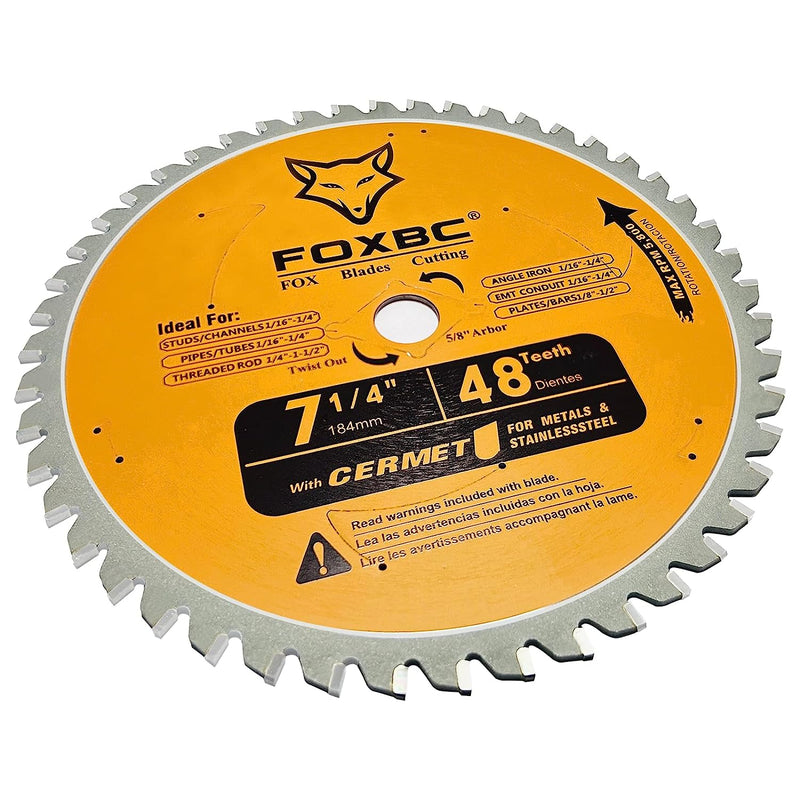 FOXBC 7 1/4 inch 48 Teeth Circular Saw Blade for Metal and Stainless Steel Cutting, Replacement for Diablo D0748CF Ceramic Carbide Saw Blade