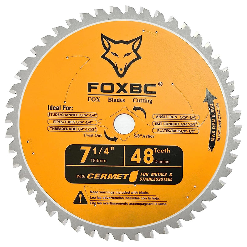 FOXBC 7 1/4 inch 48 Teeth Circular Saw Blade for Metal and Stainless Steel Cutting, Replacement for Diablo D0748CF Ceramic Carbide Saw Blade