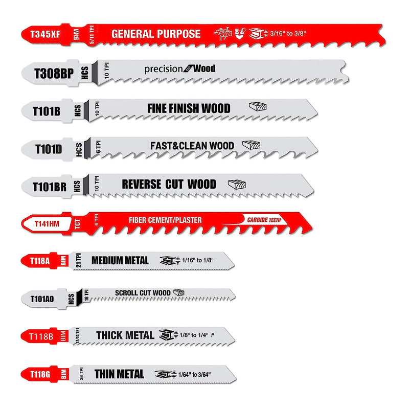 FOXBC Jigsaw Blades T-Shank Set for Wood & Metal, Replacement for Diablo DJT20S - 22 Pack