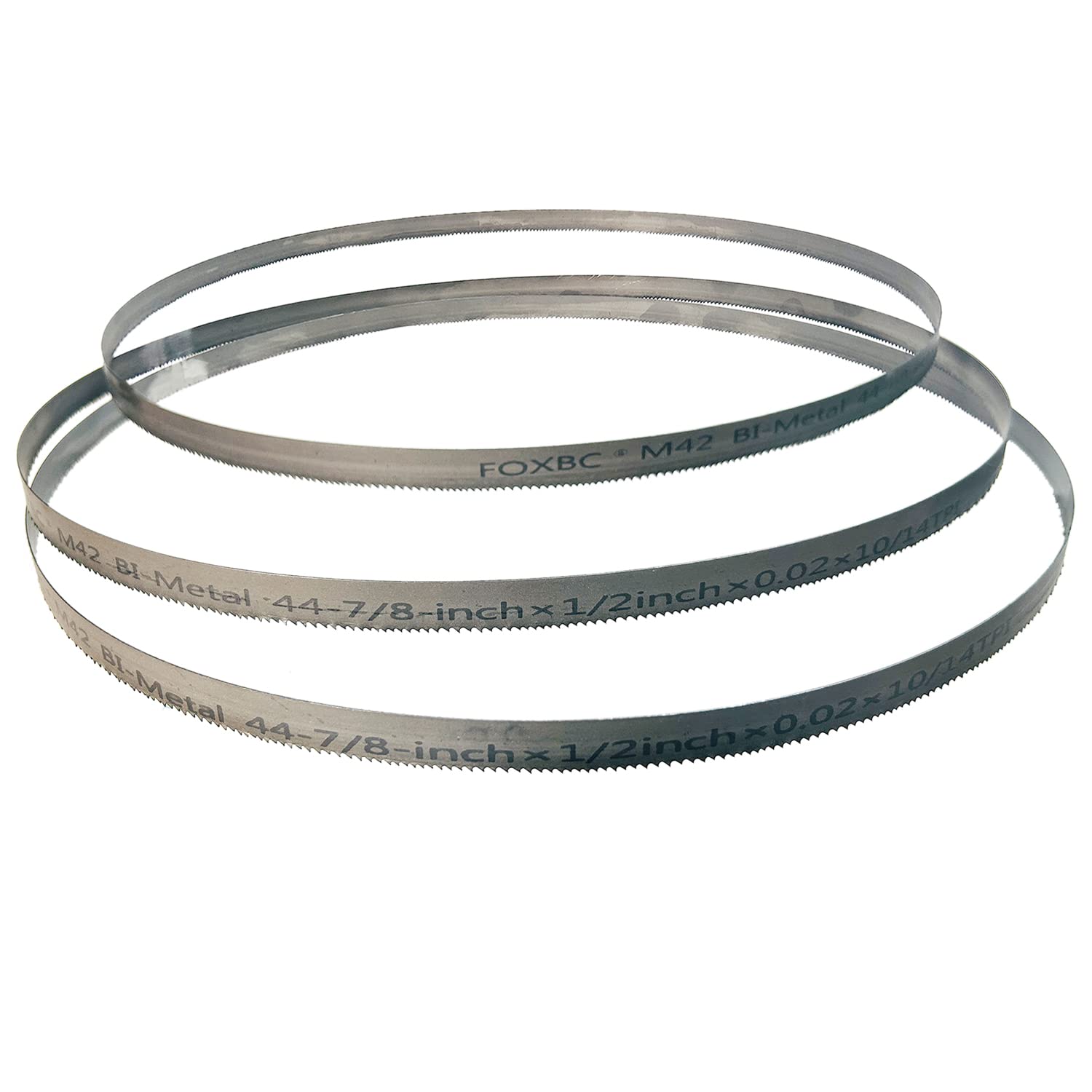 FOXBC Hoja de sierra de cinta de 44-7/8 pulgadas 10/14 TPI para sierra de cinta portátil DeWalt DCS374B DWM120K, Wen 94396, 44-7/8" x 1/2" x .020", 10/14 TPI, paquete de 3