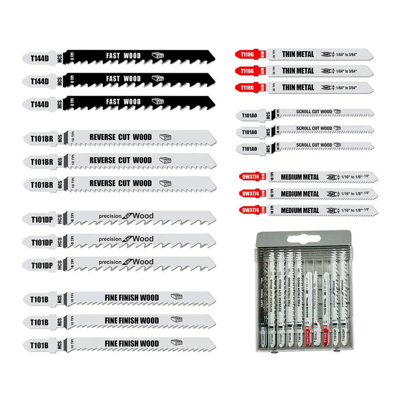 FOXBC Jigsaw Blades for DeWalt DCS334B DW3742C, Bosch JS260 JS470E, Makita XVJ03Z, Ryobi for Wood Metal