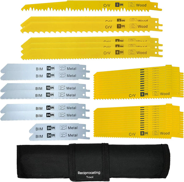 Reciprocating Saw Blades for Wood, Metal, Plastic Cutting Set. for DEWALT, Bosch, Makita, Milwaukee, Skil, Craftsman, Porter-Cable, Ryobi, Ridgid, Black&Decker and more