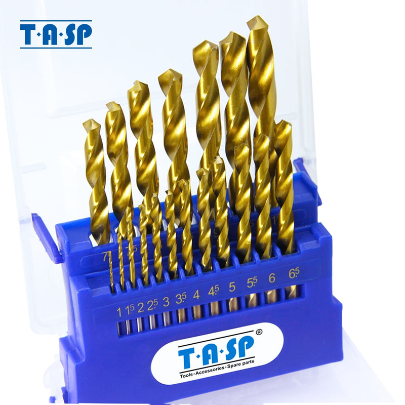 19pcs Titanium Coated 1~10mm HSS & M35 Cobalt Drill Bit Set for Metal Stainless Steel Electric Drill Tools Accessories