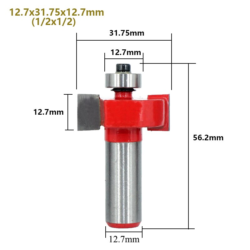 1pc 12mm Shank 1/2 T-Sloting Router Bit with Bearing Slot Milling Cutter T Type Rabbeting Woodwork Tool for Wood