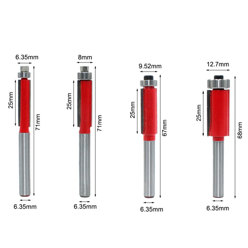 1pc 1/4 Inch Shank 6.35mm Flush Trim Router Bit for Wood Trimming Cutter with Bearing Milling Cutter Woodworking