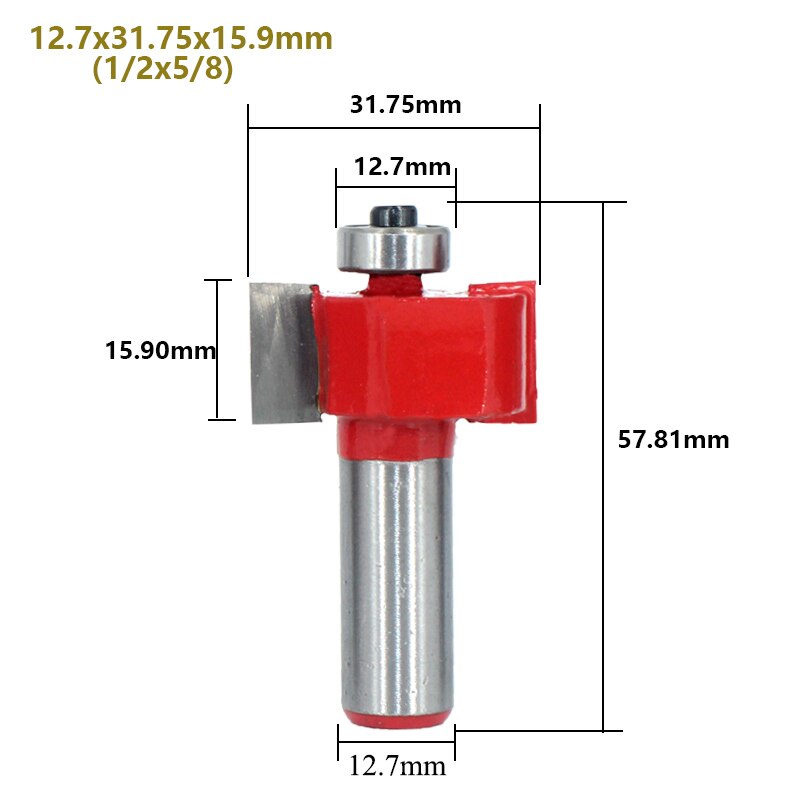 1pc 12mm Shank 1/2 T-Sloting Router Bit with Bearing Slot Milling Cutter T Type Rabbeting Woodwork Tool for Wood