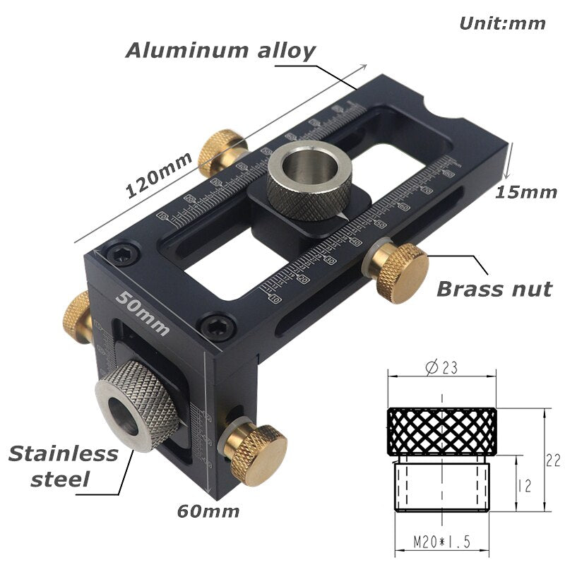 Woodworking Drilling Jig Kit Cross Oblique Flat Head Puncher Screw Tools for DIY Furniture Wood Board Connecting
