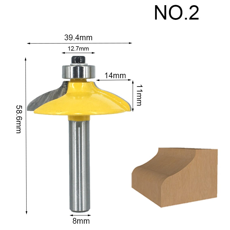 4pcs 8mm 12mm 1/2 Shank Drawer Router Bit Set Round Over Beading Edging Mill Wood Milling Cutter Carbide Woodwork