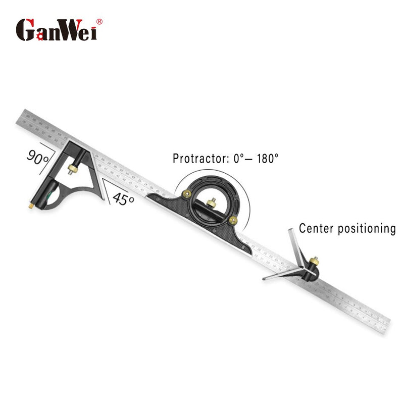 3 in 1 Multifunctional Ruler 12inch/24inch Woodworking Engineers Adjustable Angle Ruler Combination Measuring Tool