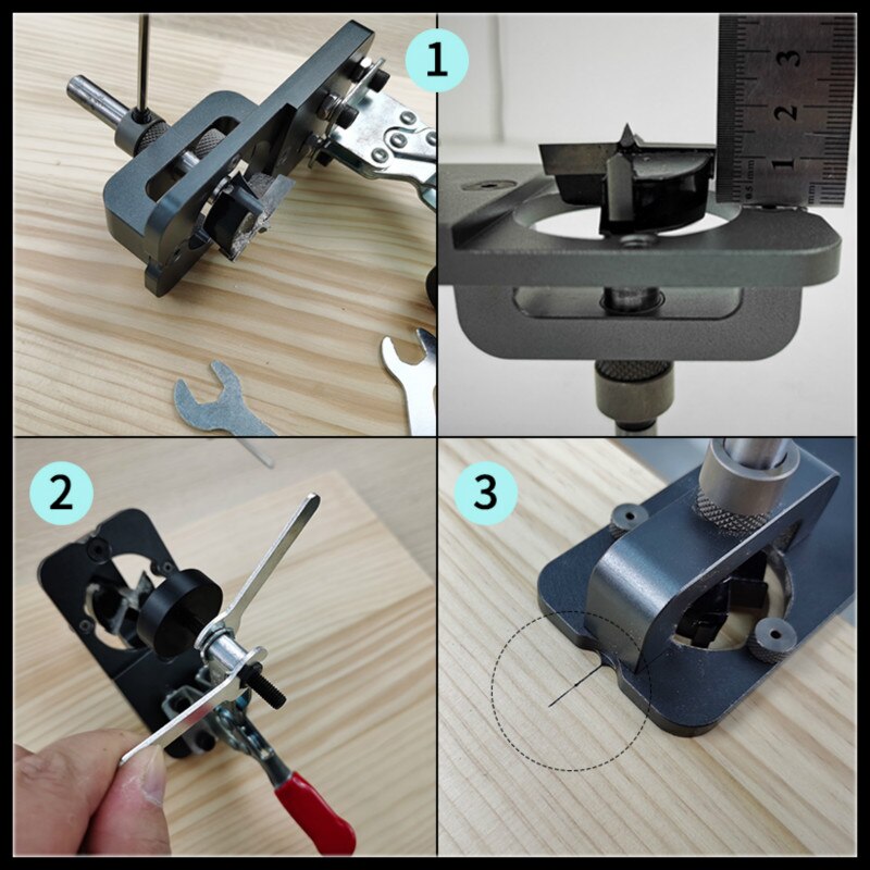 35mm Hinge Boring Jig Woodworking Hole Drilling Guide Locator Fixture Aluminum Alloy Hole Opener Template Door Cabinets