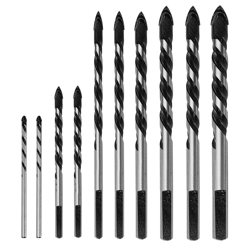 10 Packs Industrial Strength Carbide Chrome Plated Drill for Brick, Cement, Concrete, Plastic, Cinder Block, Wood etc
