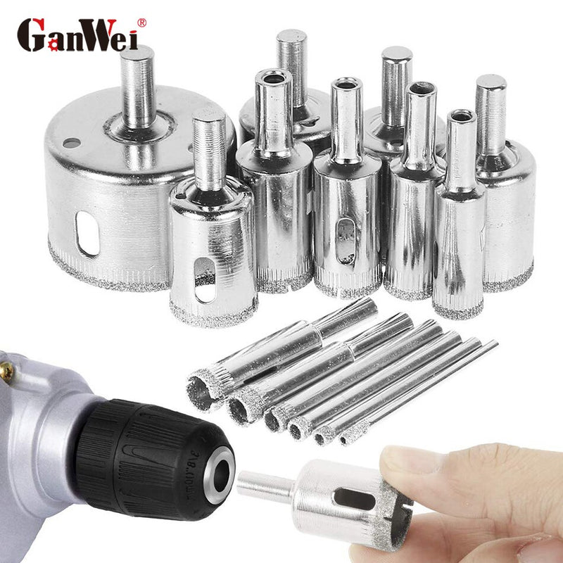 3mm-45mm Diamond Coated Drill Bit Set 15PCS Hole Saw Set for Tile Marble Glass Ceramic Hole Saw Drill Diamond Core Bit