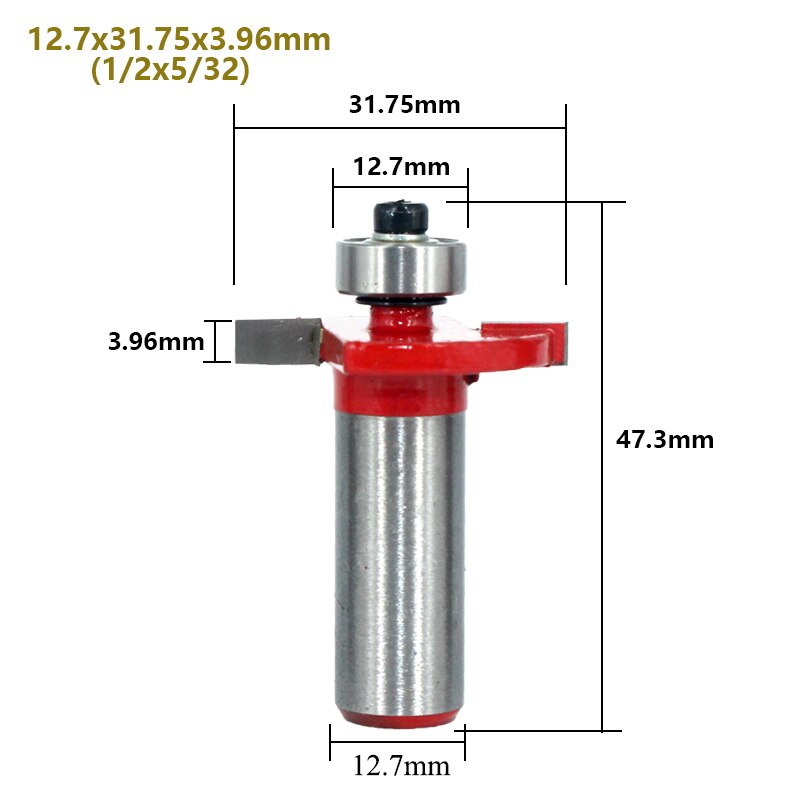 1pc 12mm Shank 1/2 T-Sloting Router Bit with Bearing Slot Milling Cutter T Type Rabbeting Woodwork Tool for Wood