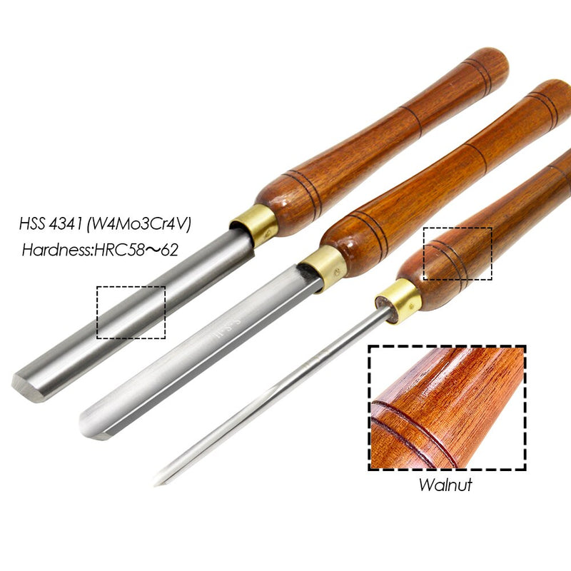 8 Piece Wood Chisel Woodworking Lathe Hand Tool Set - Includes Gouges,  Skews, Round Nose, Spearpoint, and Parting Chisels 