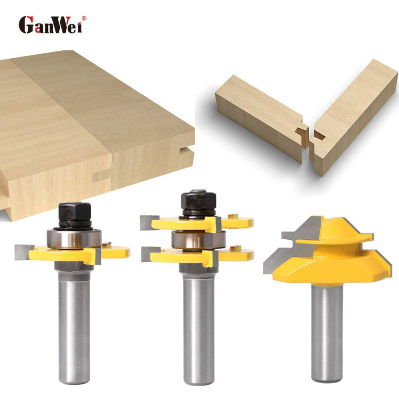 3PCS 1/4'' 12mm Woodworking Milling Cutters CNC Engraver Attachments Machine Wood Router Burrs Drill Bit Carpentry Tools