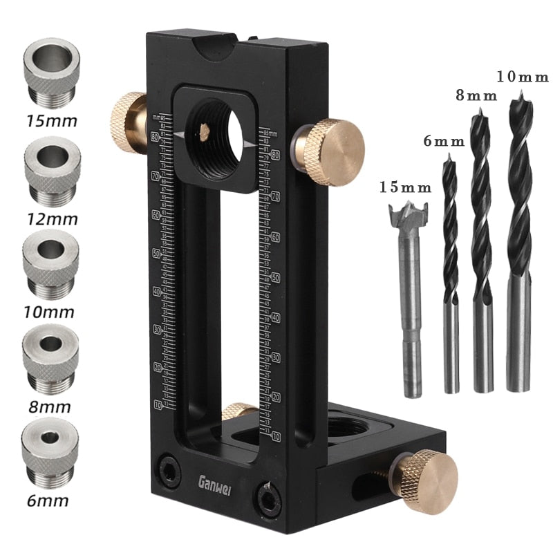 Adjustable 2-in-1 Drilling Guide Rail Positioner T-type Screw Drilling Positioner Is Used for Connecting Cabinet Boards