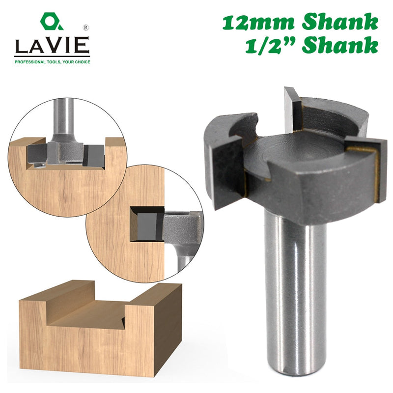 1/2 Shank 3 Teeth T-Slot Z3 Router Bit Straight Edge Slotting Milling Cutter Cutting Handle for Wood Woodwork