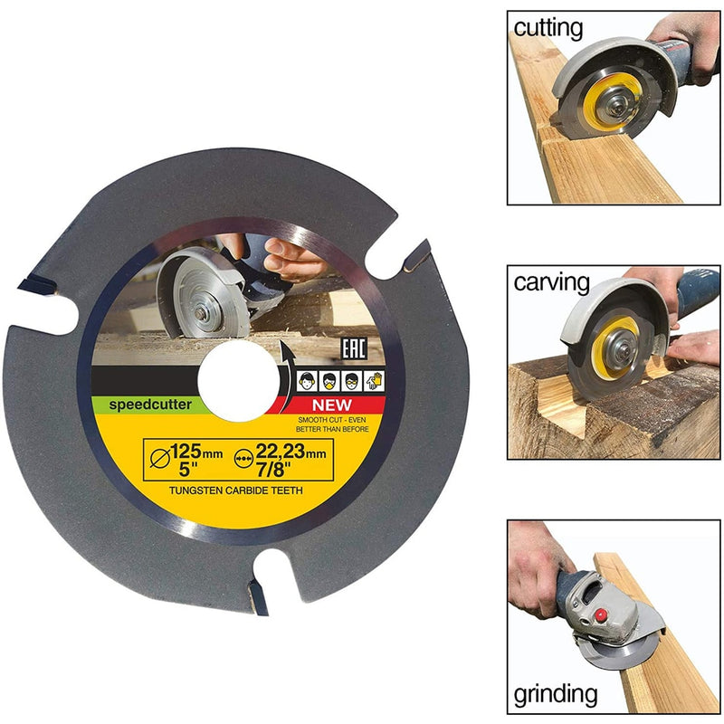 WORKBRO 4.5in 5in Angle Grinder Wood Carving Disc Circular Saw Blade Wood Carving Disc for Angle Grinder Woodworking Tool