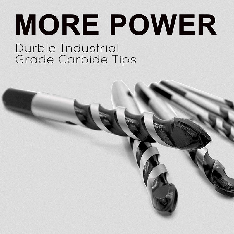 10 Packs Industrial Strength Carbide Chrome Plated Drill for Brick, Cement, Concrete, Plastic, Cinder Block, Wood etc