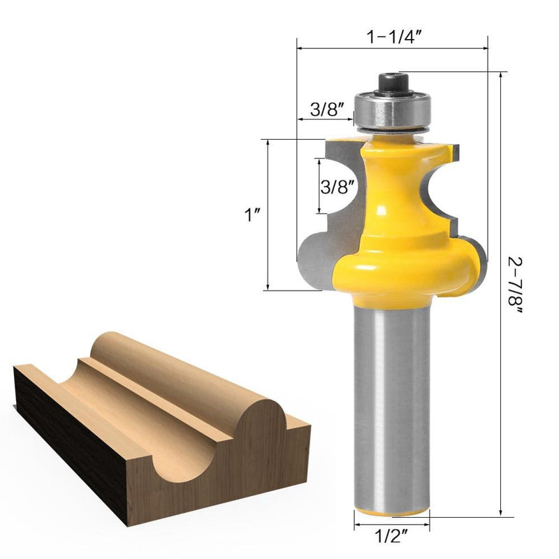 1pc 12mm 1/2" Shank Bead Molding Router Bit Flute & Beading Line Woodworking Tenon Milling Cutter for Wood Tools