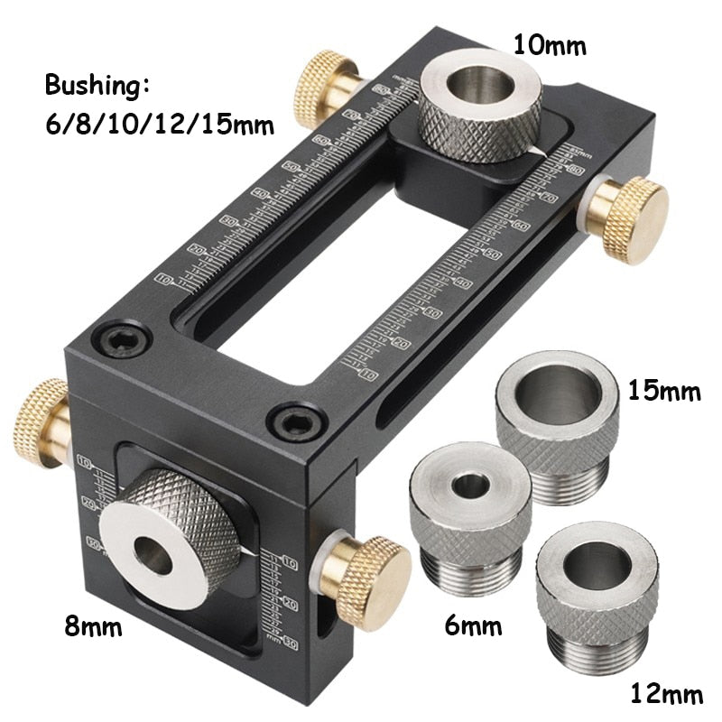 Screw Jig 2 in 1 Adjustable Woodworking Drilling Puncher Locator Dowel Drill Guide Kit for Bed Cabinet Screws Punch Locator