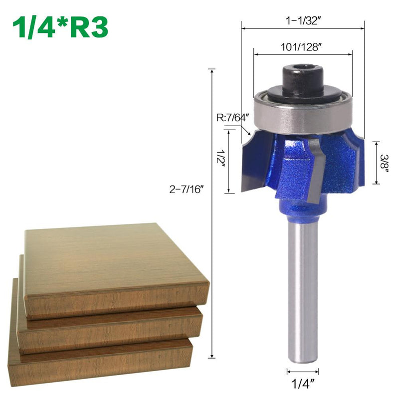 Broca enrutadora redonda de esquina Z4 de 6mm, 1/4, 8 vástagos, R1, R2, R3, borde embellecedor, molino de carpintería, broca cortadora clásica para madera 051-Z4