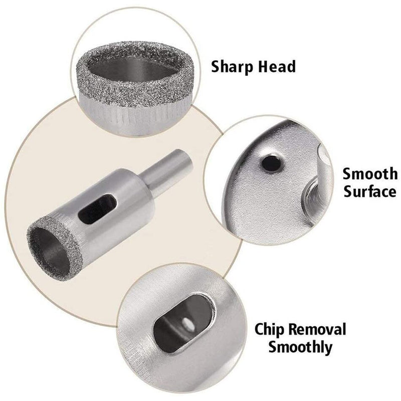 Juego de brocas con revestimiento de diamante de 3mm-45mm, juego de sierras perforadoras de 15 Uds para azulejos, mármol, vidrio, sierra perforadora de cerámica, broca de núcleo de diamante