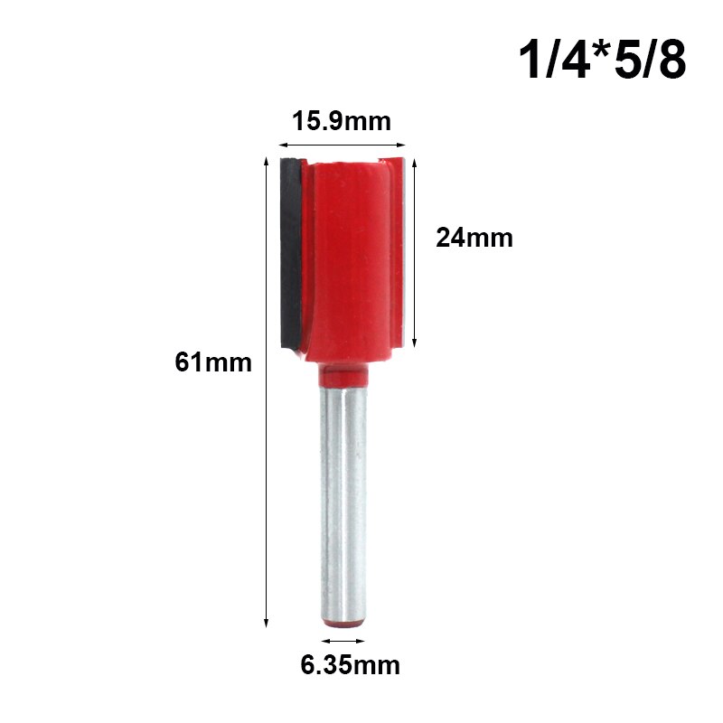 1 unidad de vástago de 1/4 ", hoja de 6,35mm, doble flauta, broca recta, herramienta de corte para carpintería, broca enrutadora de corte y tallado