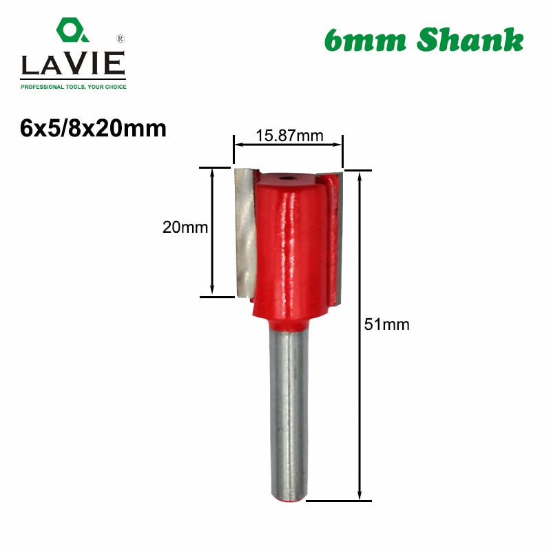 6mm Shank Router Bit Straight T Bit V Flush Trimming Cleaning Round Corner Cove Box Bits Milling Cutter for Wood MC06010