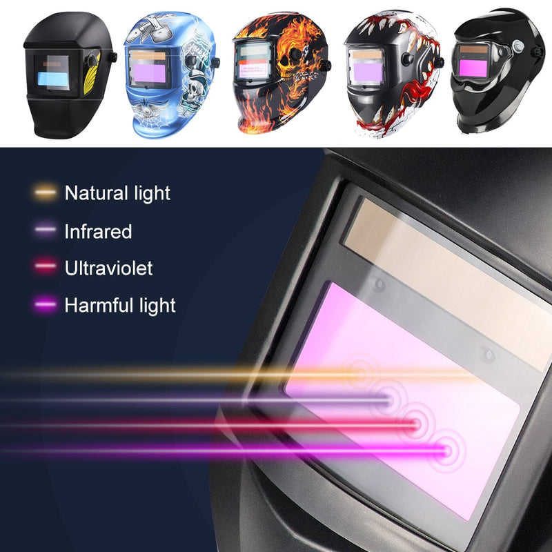 Solar Welding Mask Helmet Auto Darkening Adjustable Range 4/9-13 MIG MMA Electric Welding Lens for Welding Machine