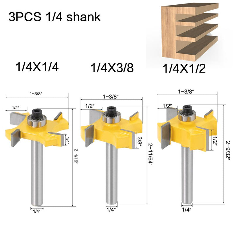 6mm 1/4 pulgadas vástago tipo T rodamientos Fresa de madera broca de rabbeting de grado Industrial herramienta de carpintería brocas de enrutador